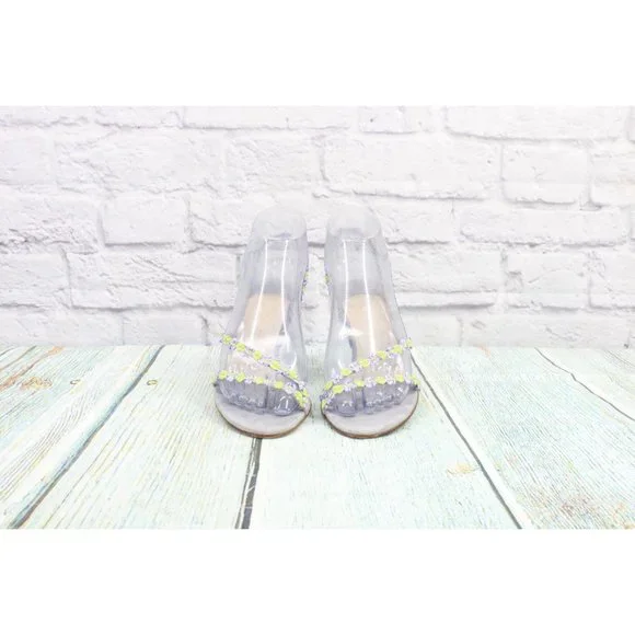 Cole Haan Blue Suede Green Silver Floral Strap Stiletto Heel Pumps 6 B - Picture 4 of 10